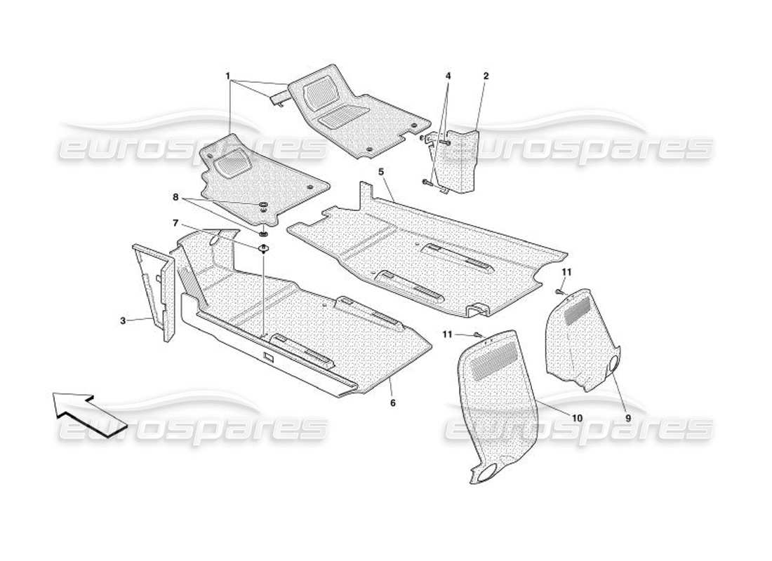 ferrari 575 superamerica teilediagramm für polster und teppiche im fahrgastraum