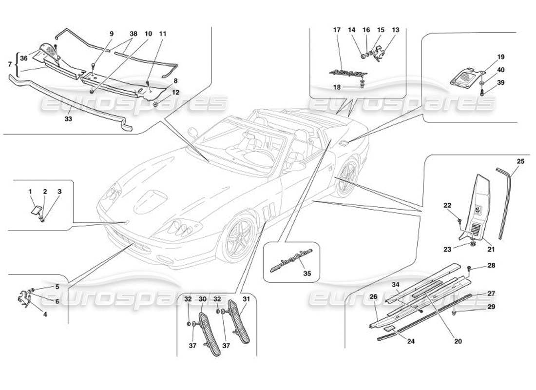 ferrari 575 superamerica teilediagramm für außenverkleidungen