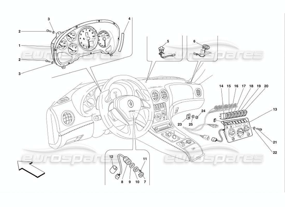 ferrari 575 superamerica instrumente teilediagramm