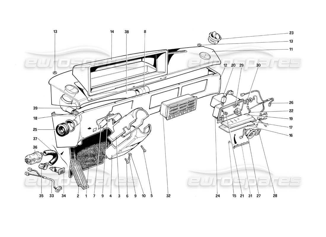 ferrari mondial 3.0 qv (1984) instrumententafel ersatzteildiagramm
