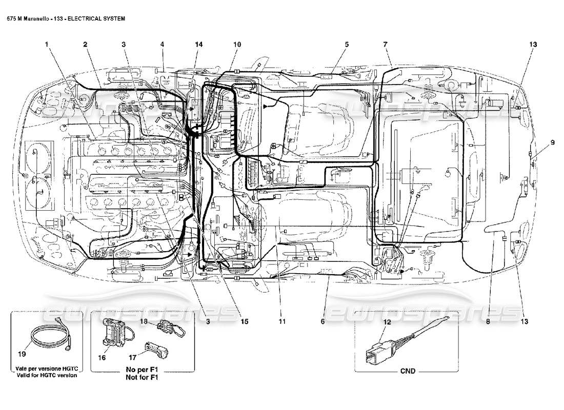 ferrari 575m maranello teilediagramm des elektrischen systems