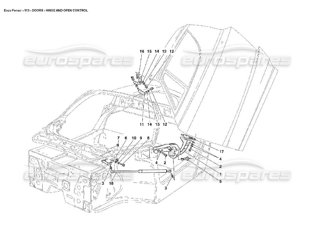 FERRARI ENZO TÜREN – SCHARNIER- UND ÖFFNUNGSSTEUERUNG TEILEDIAGRAMM ferrari enzo türen – scharnier- und öffnungssteuerung teilediagramm