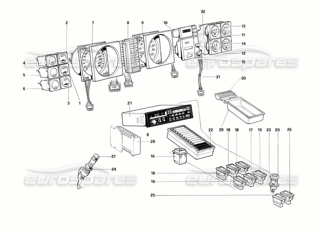 ferrari mondial 3.0 qv (1984) instrumente teilediagramm