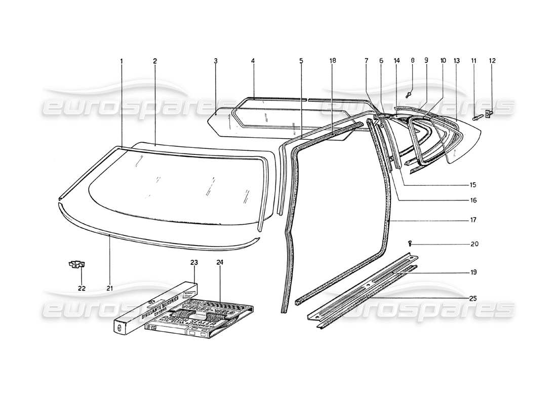 ferrari 208 gt4 dino (1975) brillenteildiagramm