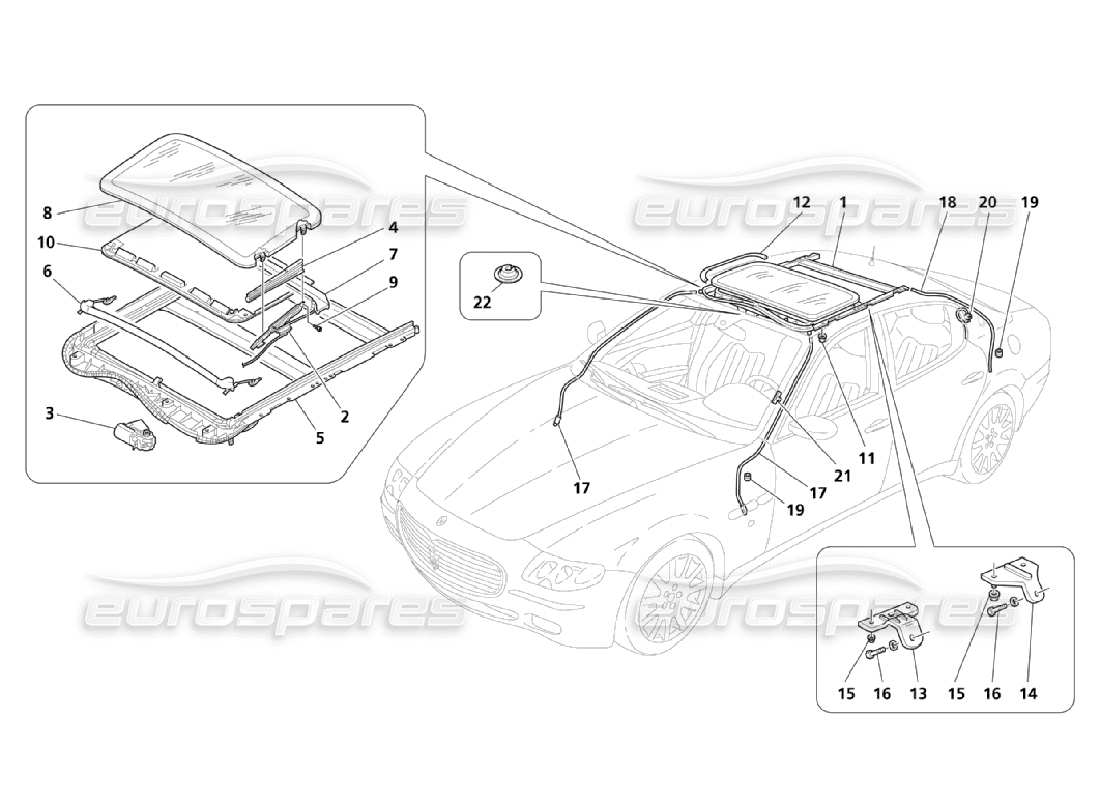 maserati qtp. (2006) 4.2 abnehmbares dach teilediagramm