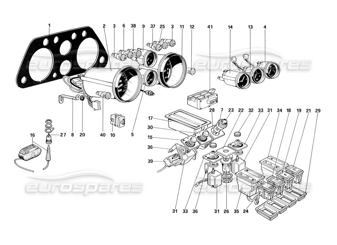 ferrari 328 (1988) teilediagramm für instrumente und zubehör