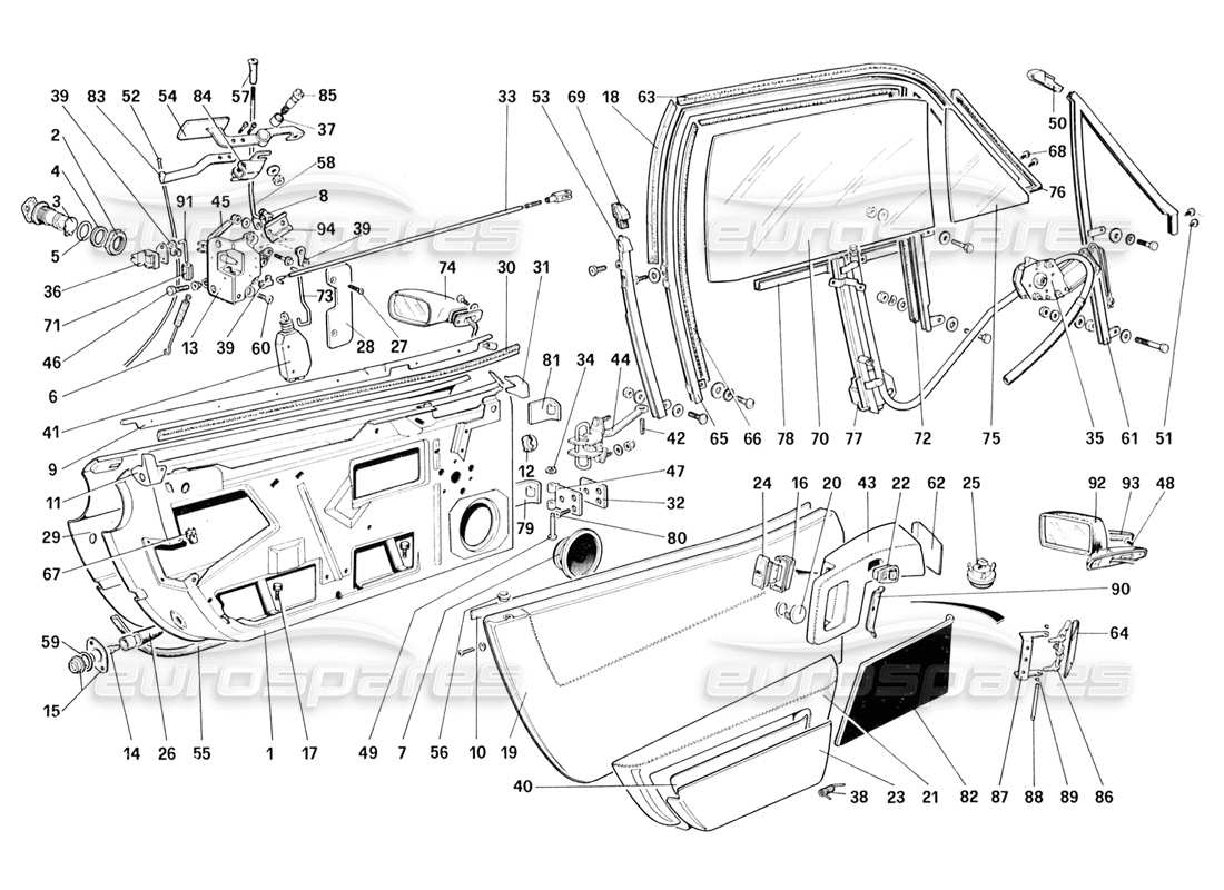 ferrari 328 (1988) türen (bis wagennummer 71595) teilediagramm