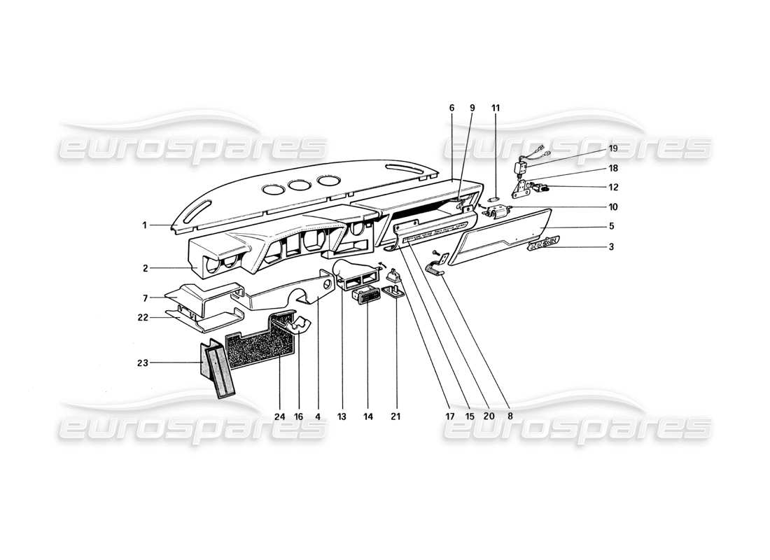 ferrari 512 bbi instrumententafel ersatzteildiagramm