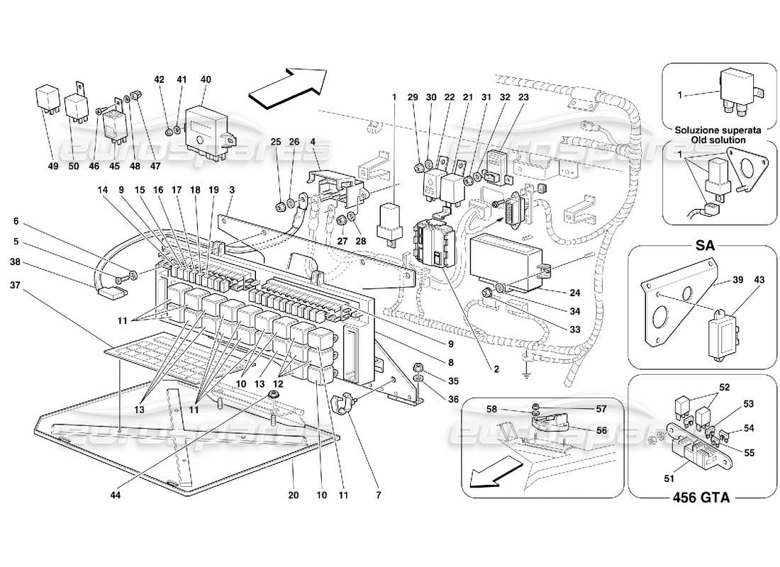 ferrari 456 gt/gta teilediagramm für elektrische platinen