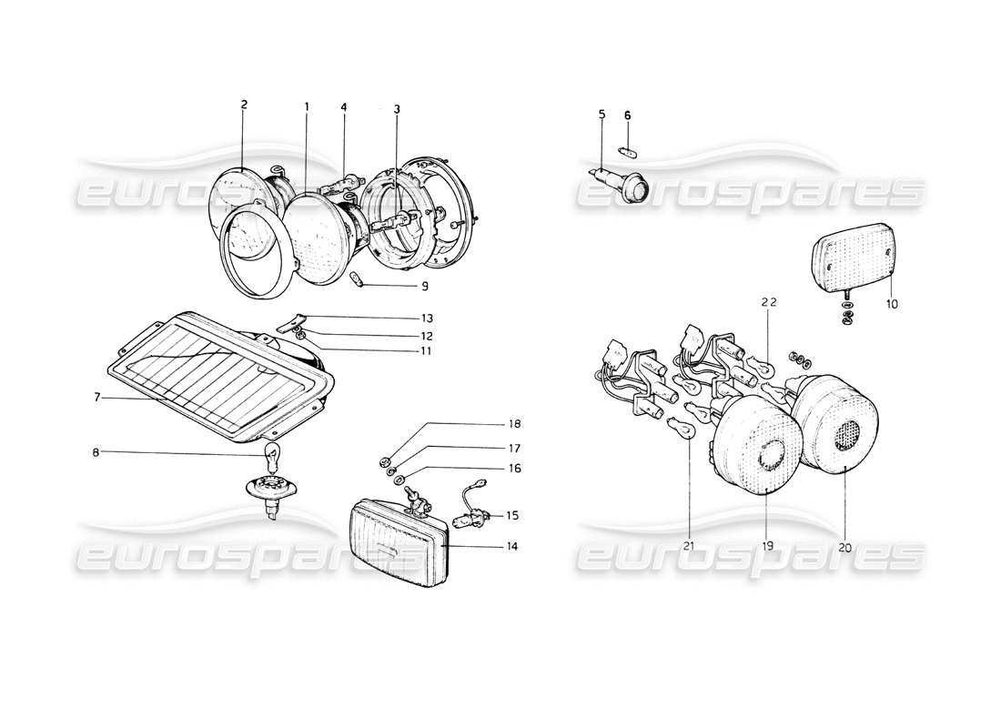 ferrari 512 bb lichter teilediagramm