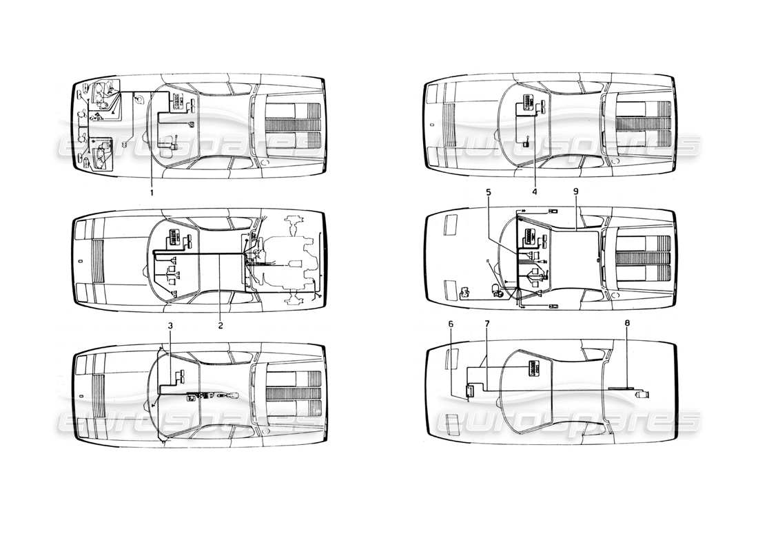 ferrari 365 gt4 berlinetta boxer elektrisches system teilediagramm