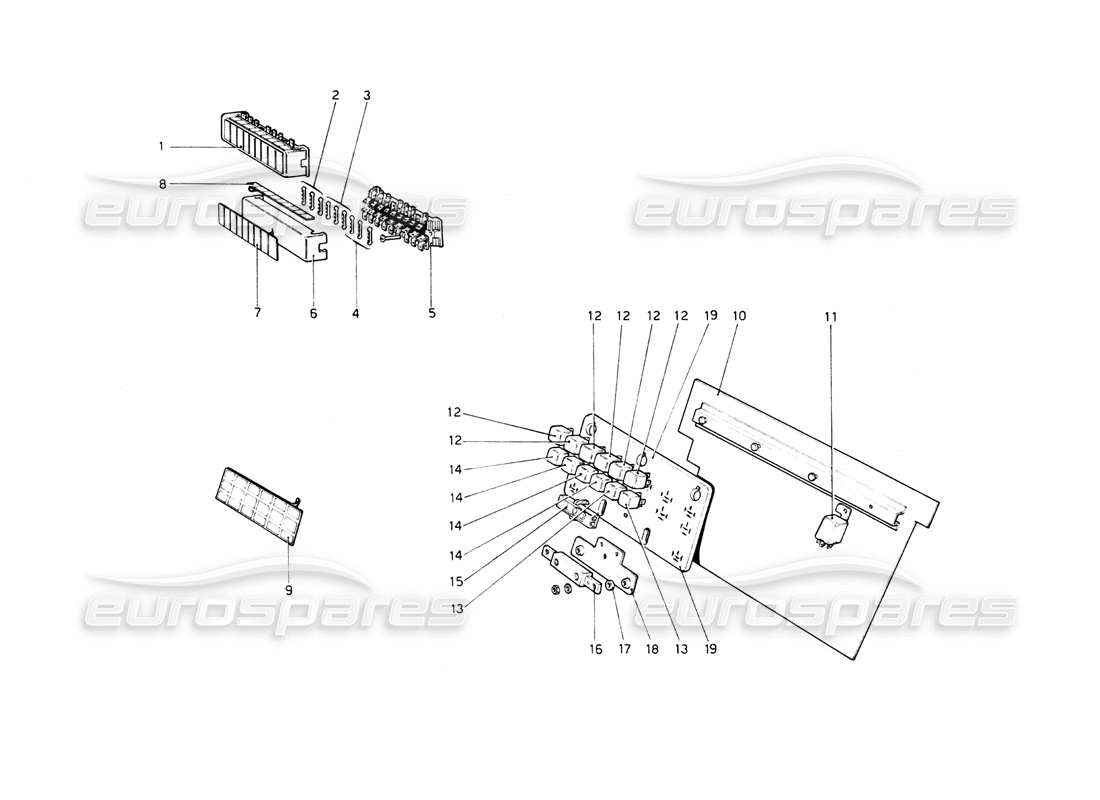 ferrari 512 bb teilediagramm für sicherungen und relais