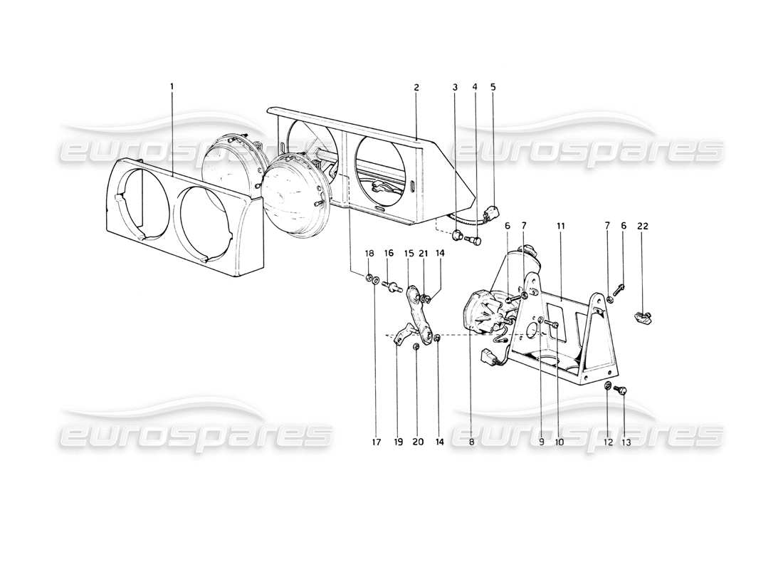 ferrari 512 bb scheinwerfer-hebevorrichtung teilediagramm