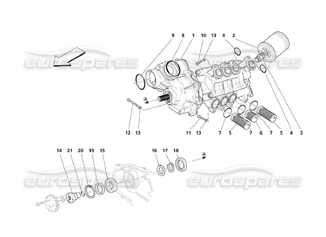 maserati qtp. (2006) 4.2 schmierung: pumpe und filter teilediagramm