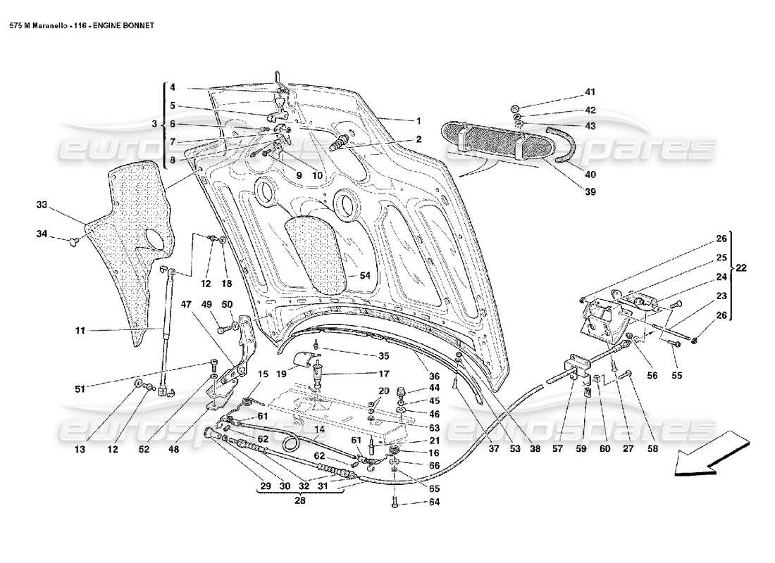 ferrari 575m maranello motorhaube teilediagramm