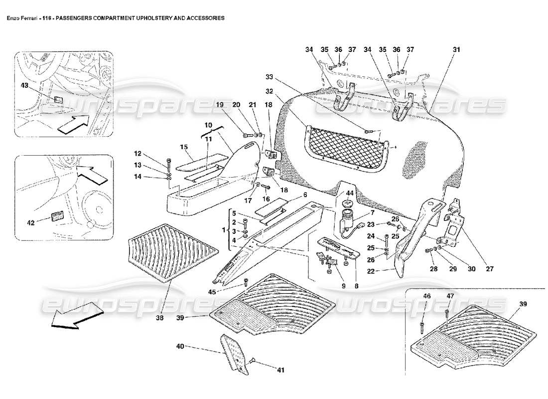 FERRARI ENZO POLSTERUNG UND ZUBEHÖR FÜR DEN FAHRGASTRAUM TEILEDIAGRAMM ferrari enzo polsterung und zubehör für den fahrgastraum teilediagramm