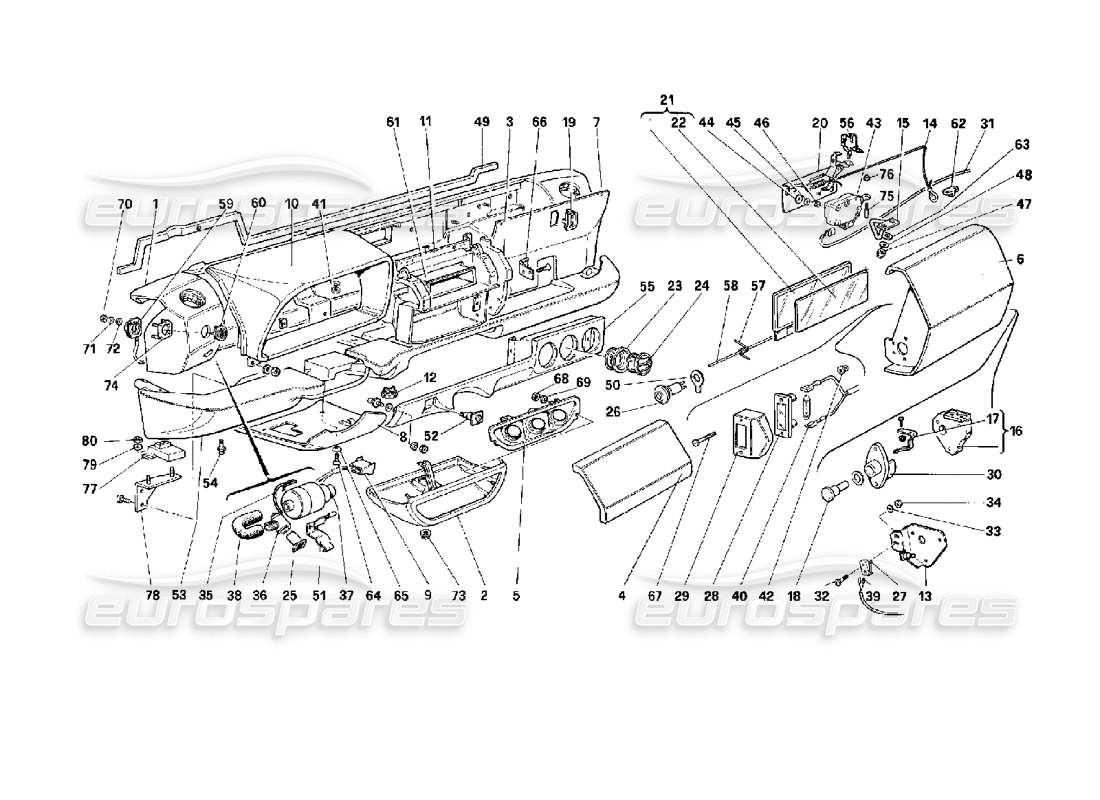 ferrari 512 tr armaturenbrett teilediagramm