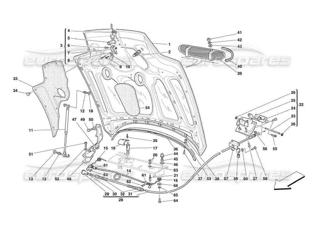 ferrari 575 superamerica teilediagramm der motorhaube