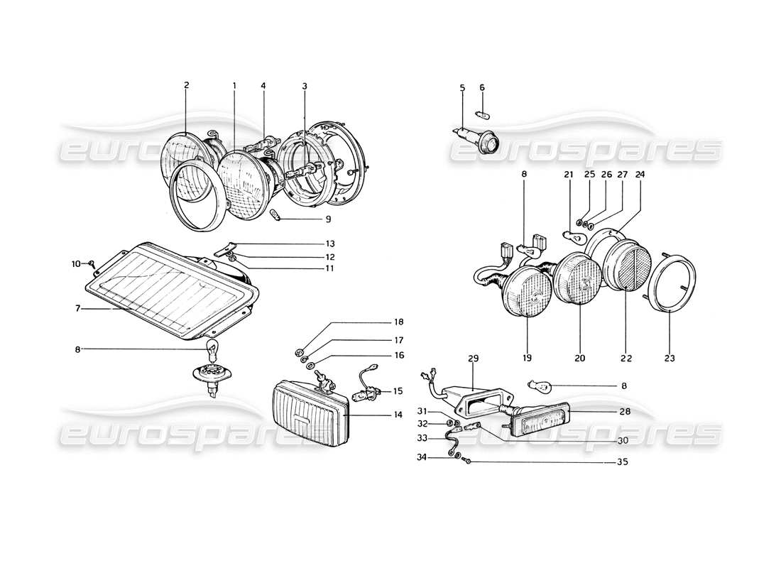 ferrari 365 gt4 berlinetta boxer beleuchtung teilediagramm