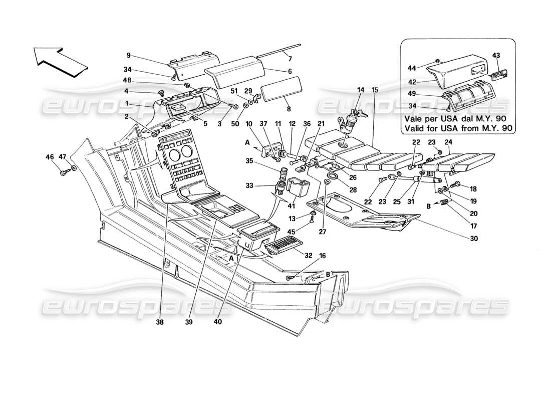ferrari 348 (1993) tb / ts tunnel - zubehörteile-diagramm