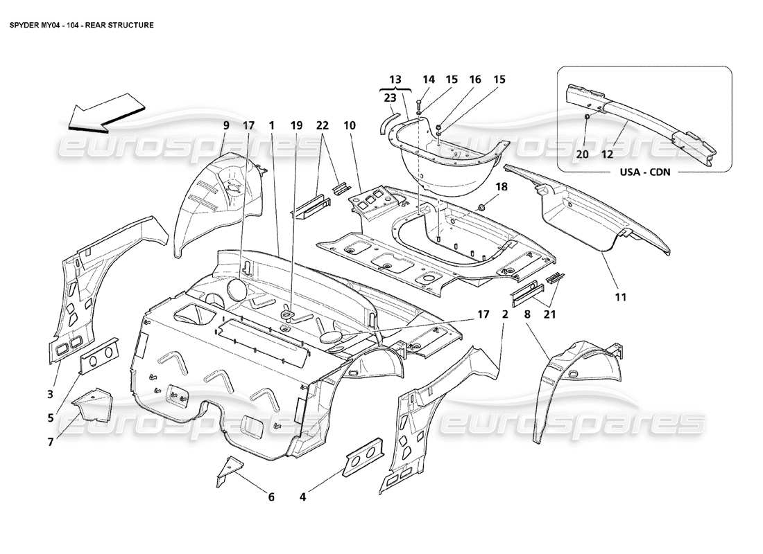 maserati 4200 spyder (2004) hintere struktur teilediagramm