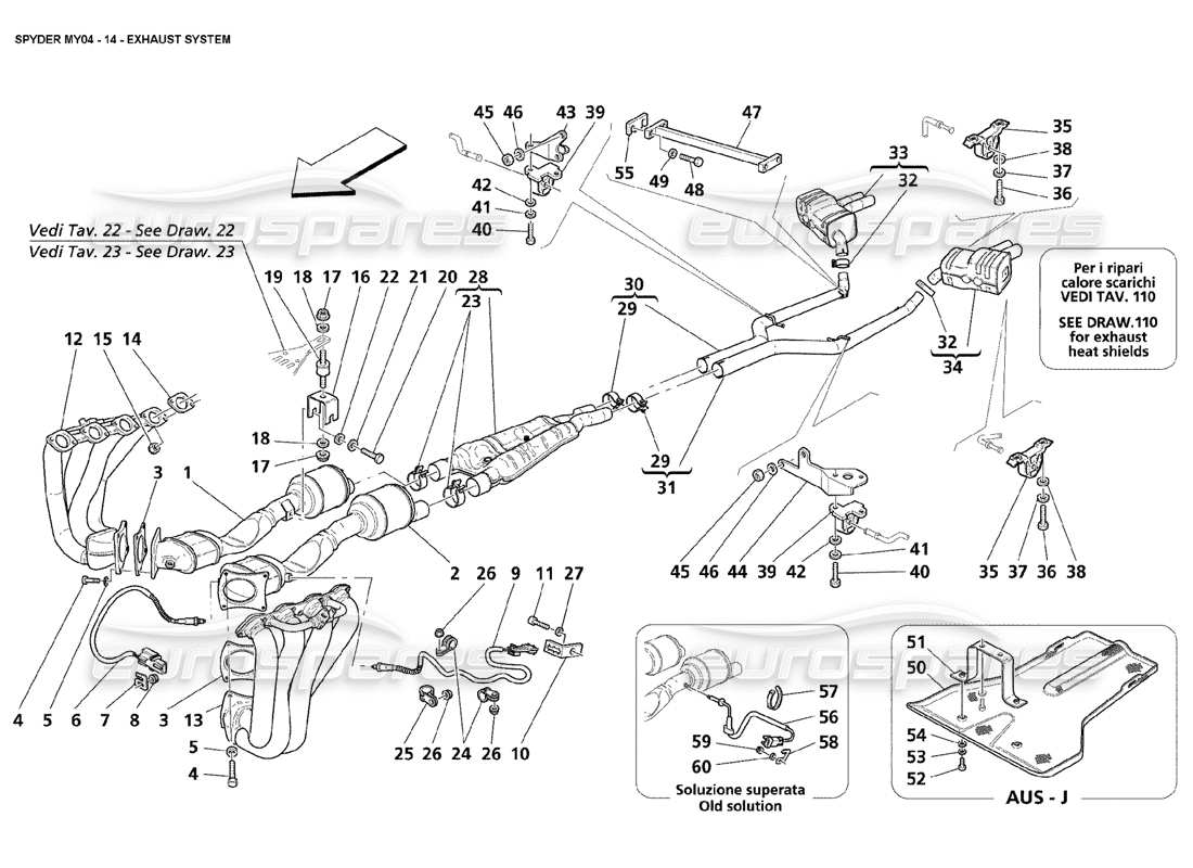 maserati 4200 spyder (2004) abgassystem teilediagramm