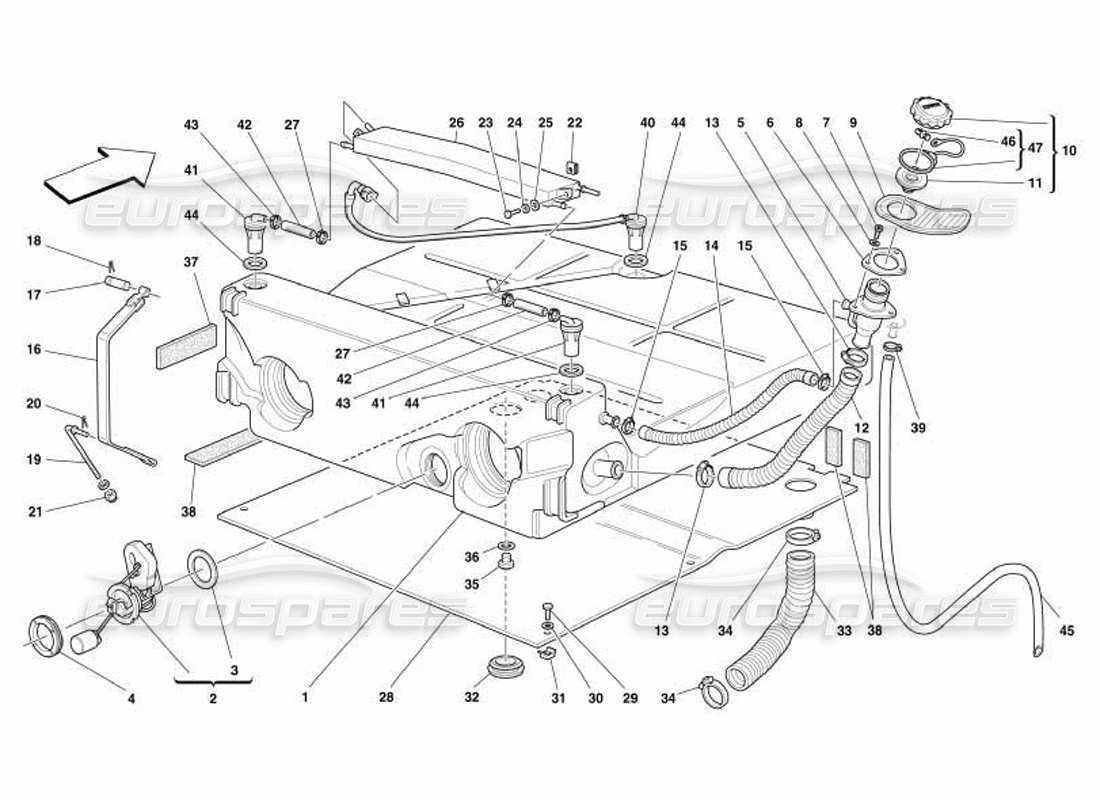 eine teilezeichnung aus dem ferrari 550 barchetta teilekatalog