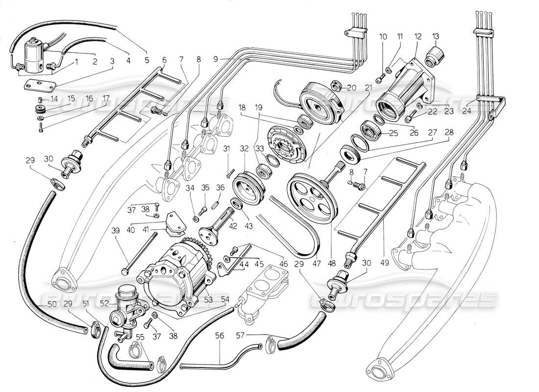ein teilediagramm aus dem lamborghini jalpa-teilekatalog