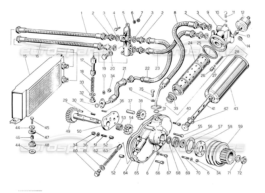 eine teilezeichnung aus dem lamborghini countach lp400 teilekatalog