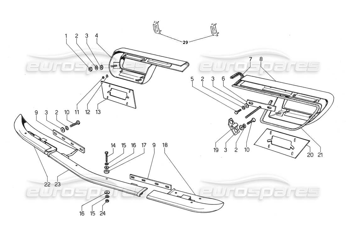 eine Teilezeichnung aus dem Lamborghini Urraco P250 / P250S Teilekatalog