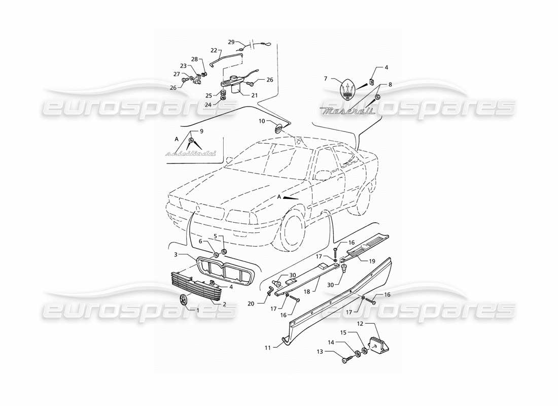 ein Teilediagramm aus dem Maserati QTP V6 (1996) Teilekatalog