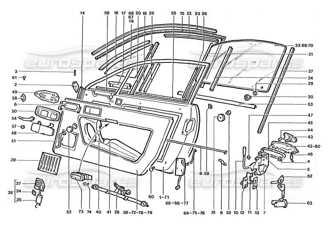 eine Teilezeichnung aus dem Ferrari 400 GT / 400i (Coachwork) Teilekatalog