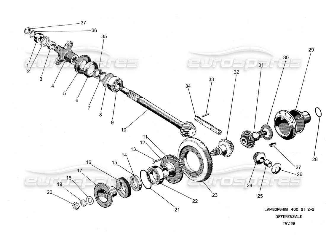 ein teilediagramm aus dem teilekatalog lamborghini 400