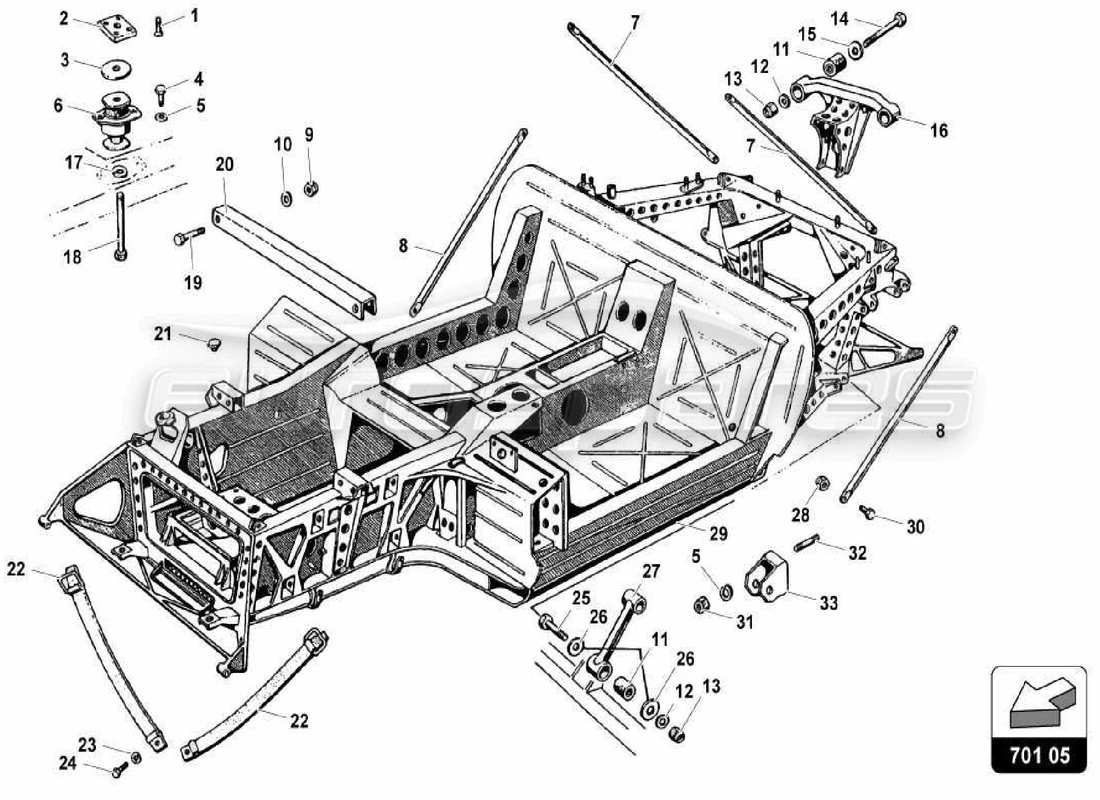 ein teilediagramm aus dem teilekatalog lamborghini miura p400
