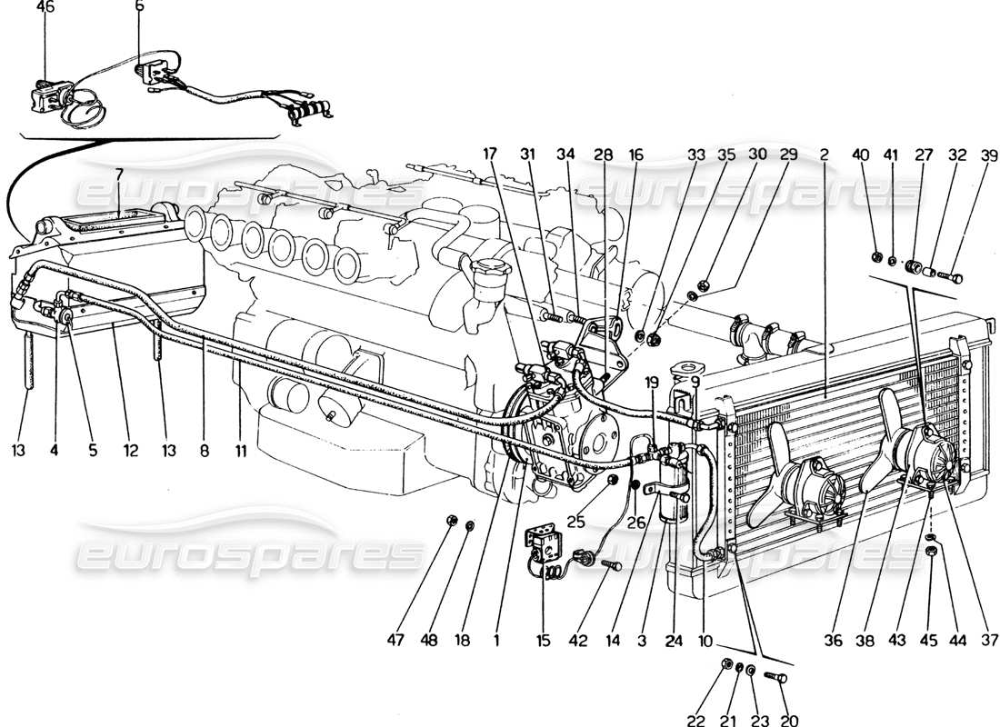 eine Teilezeichnung aus dem Ferrari 365 GT4 2+2 (1973) Teilekatalog