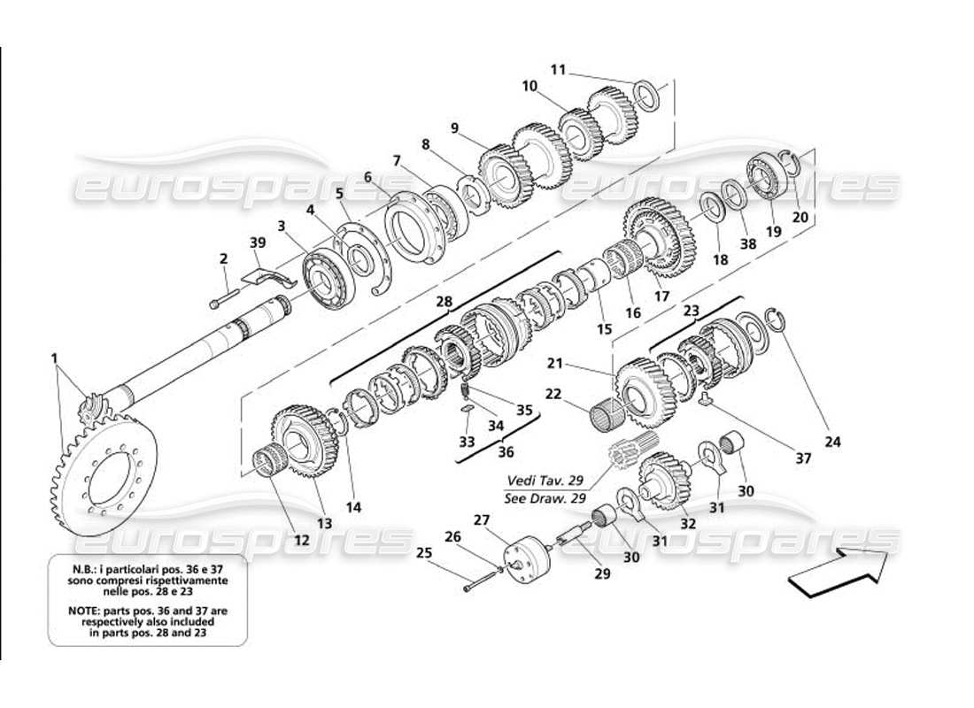 eine teilezeichnung aus dem maserati 4200 gransport (2005) teilekatalog