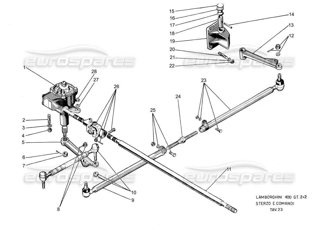 ein teilediagramm aus dem teilekatalog lamborghini 400