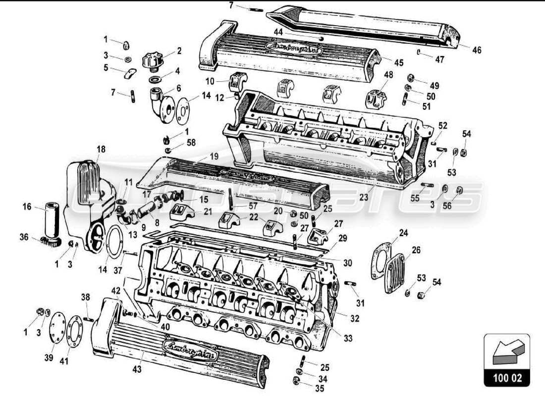 ein teilediagramm aus dem teilekatalog lamborghini miura