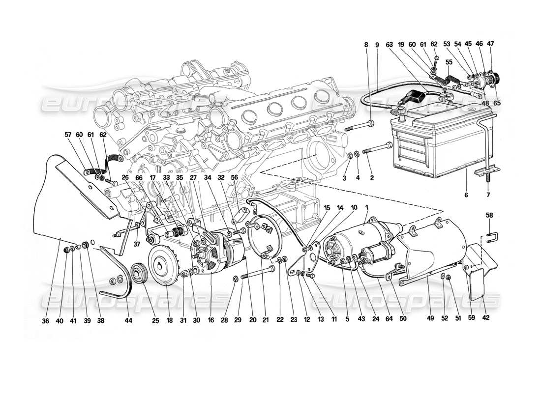 eine Ersatzteilzeichnung aus dem Ferrari Mondial 3.0 QV (1984)-Ersatzteilkatalog