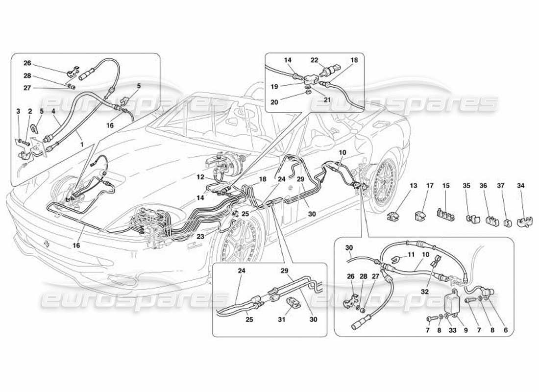 ein Teilediagramm aus dem Ferrari 550 Barchetta-Teilekatalog