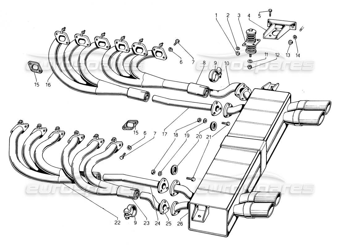 eine Ersatzteilzeichnung aus dem Lamborghini Countach 5000 QV (1985)-Ersatzteilkatalog