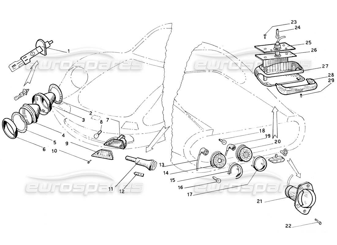 eine teilezeichnung aus dem ferrari 206 gt dino (coachwork) teilekatalog