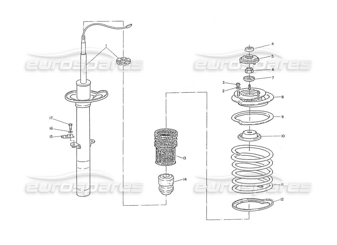 ein Teilediagramm aus dem Maserati Ghibli 2.8 (Nicht-ABS) Teilekatalog