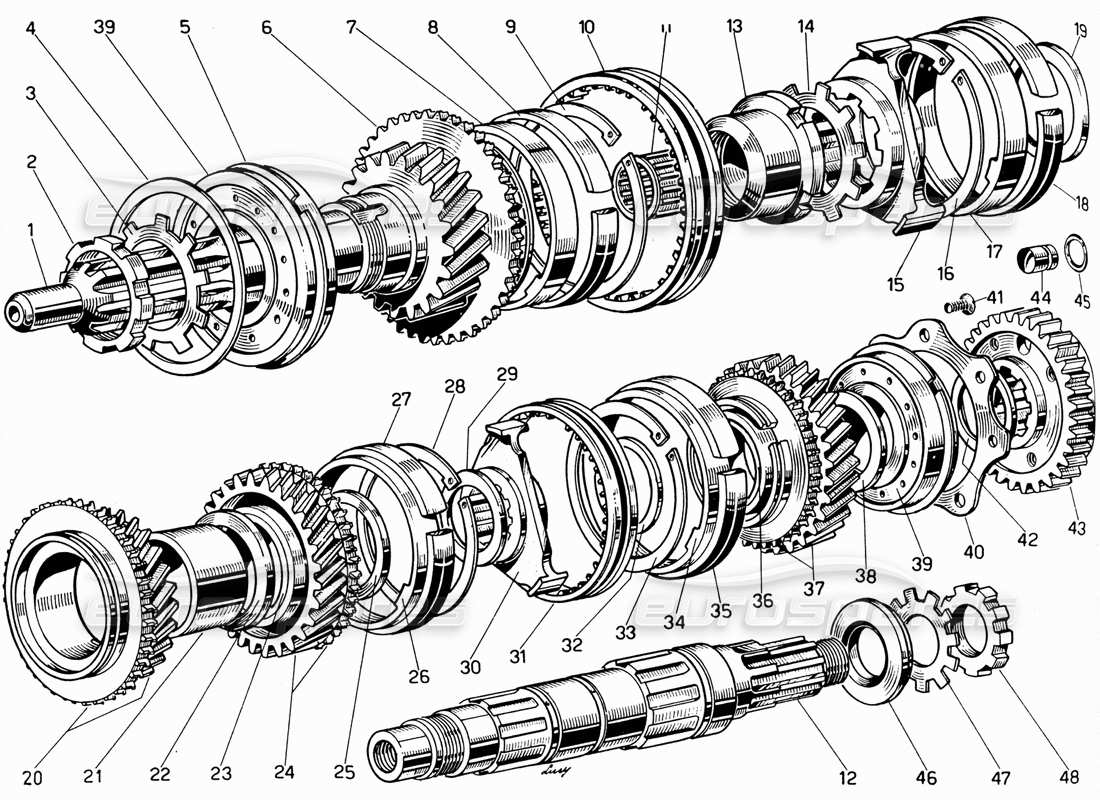 eine teilezeichnung aus dem ferrari 330 gt 2+2 teilekatalog