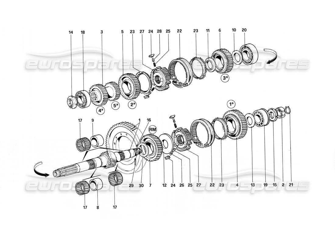 ein Teilediagramm aus dem Ferrari 308 Quattrovalvole (1985) Teilekatalog