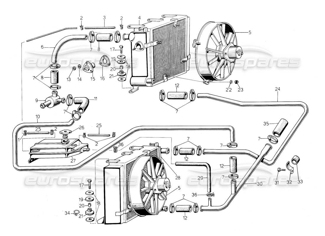 eine teilezeichnung aus dem lamborghini countach 5000 s (1984) teilekatalog