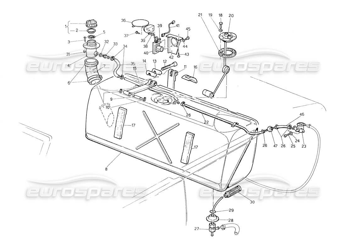 eine teilezeichnung aus dem maserati biturbo spider teilekatalog