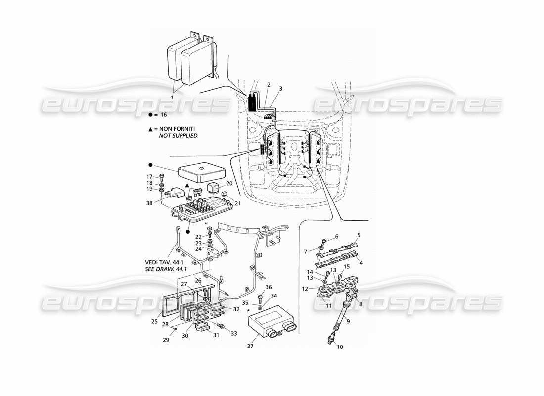 ein Teilediagramm aus dem Maserati QTP V6 Evoluzione-Teilekatalog