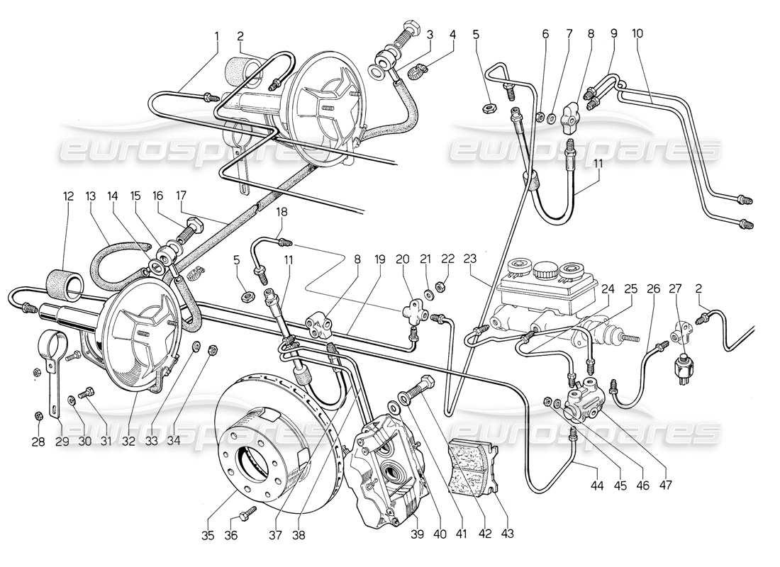 eine Teilezeichnung aus dem Lamborghini Jalpa 3.5 (1984) Teilekatalog