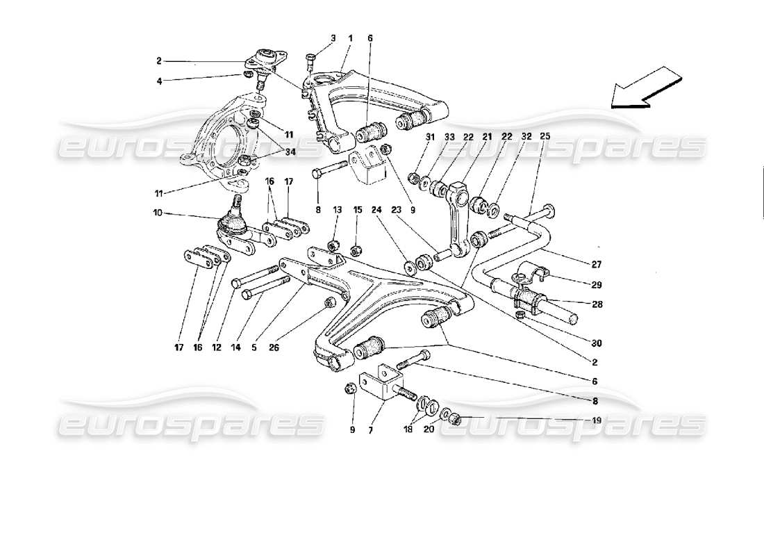 eine teilezeichnung aus dem ferrari mondial 3.4 t coupe/cabrio teilekatalog